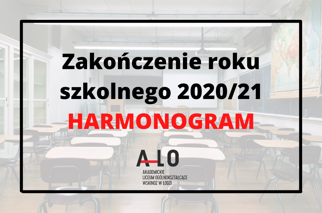 Zakończenie roku szkolnego - harmonogram